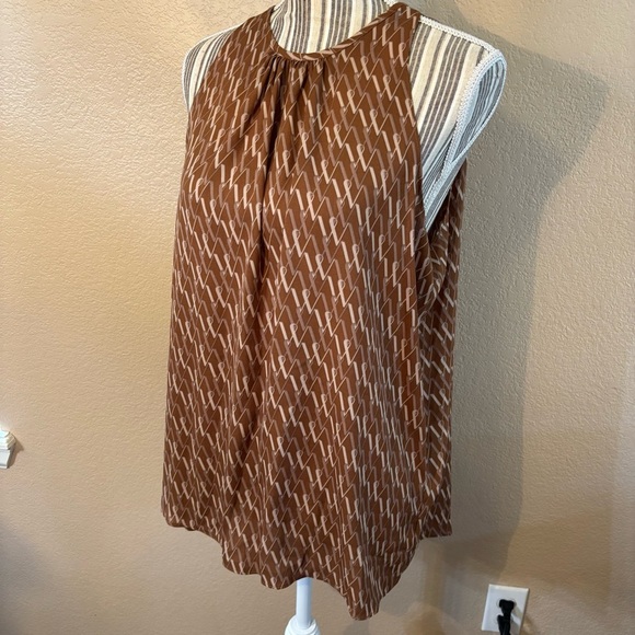 NWT Worthington Top Brown Tan W Patterned Sleeveless Blouse Flowy Oversized New - Picture 8 of 15